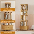 thumbnail image 5 of 4 Tier Rotating Bookshelf with Drawer, 360° Display Spinning Corner Bookcase with Wheels, Storage Rack for Small Spaces, Narrow Wood Book Shelf for Bedroom Living Room Study, 5 of 8