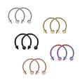 thumbnail image 2 of 10 Piezas 16G 316L de Acero Inoxidable de Septum Ball Hoop - estilo 5, 10 mm Sunnimix Joyas para piercings corporales, 2 of 3