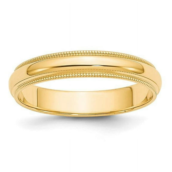 10k Yellow Gold 4mm Milgrain Half Round Wedding Band Size 9.5