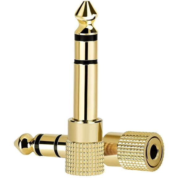 2 Pack 6.5mm 1/4" Male Plug to 3.5mm 1/8" Female Jack Stereo Headphone Gold Plated Audio Adapter