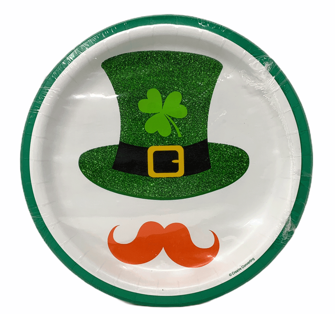St Patrick's Day Vinyl Tablecloth Irish Dog Gone Ready to Party Green Shamrocks 