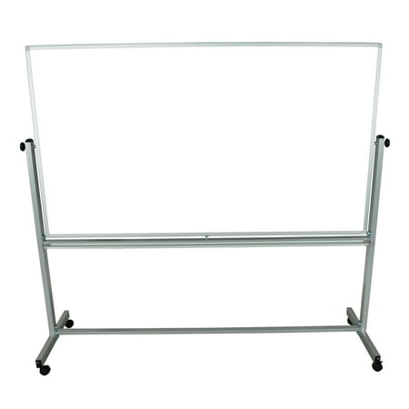 Euro Reversible Board - Office Accents Mobile Silver Frame 72 x 40-inch Reversible Magnetic Whiteboard
