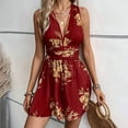 thumbnail image 3 of ZEHJUHAN Women's Deep V-Neck Floral Print Jumpsuit - Sexy Back Tie Detail Shorts Romper For Summer Dark Red，S, 3 of 6