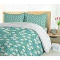 thumbnail image 4 of Ambesonne Floral Duvet Cover Sets, Blooming Asters and Leaves, 2-Queen, Seafoam Marigold White, 4 of 5