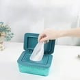thumbnail image 4 of Estuche dispensador de toallitas húmedas a prueba de polvo Diseño de hebilla con tapa Fácil de abrir Dispensador húmedo y húmedo Sellado Decoración Ti Azul Baoblaze Dispensador de toallitas húmedas, 4 of 8