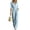 Light Blue, variant on MexChoioe Womens Solid Color Lapel Button Jumpsuits 5 Sleeve Elastic Waist Pocket Wide Leg One Piece Outfits