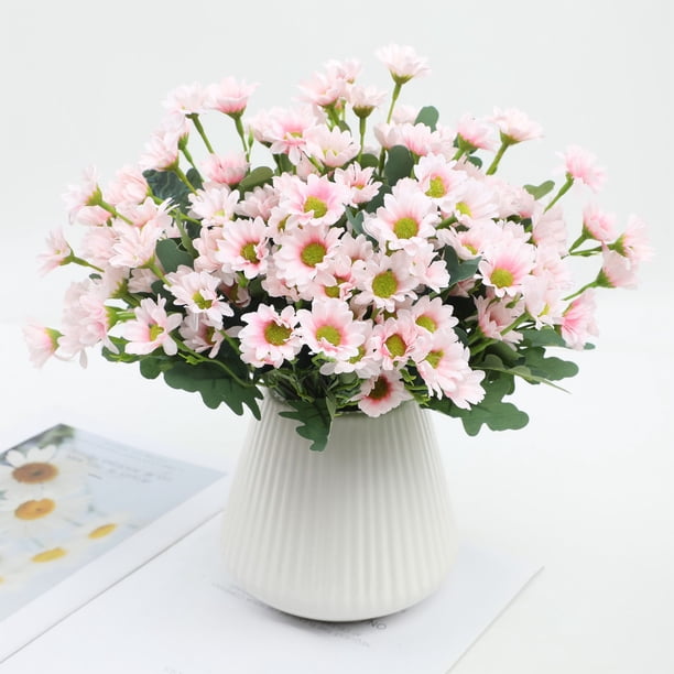 Flores artificiales rojas, blancas, amarillas, rosas y naranjas | Flores artificiales de plástico para decoración del hogar | Ramo decorativo de 31 cm para uso en interiores y exteriores