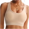 thumbnail image 3 of AHTJRT Sports Bras for Women Molded Cup Removable Pads Stretchy High Impact Workout Bras Racerback Yoga Gym Bralettes Beige XL, 3 of 7