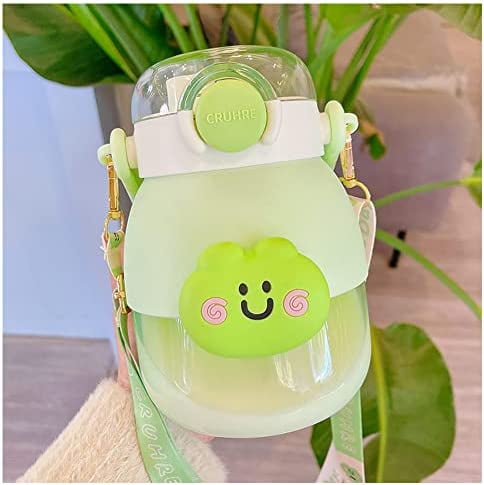 Qianha Mall Frog Water Bottle,Cute Frog Water Bottle, Portable Clear  Leakproof Plastic Sports Water Bottles with Straw and Strap 29oz for  Girl,Large Clear Frog Water Bottle for Kids School Sports 