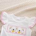 thumbnail image 5 of Kaprioy My First Easter Baby Girl Outfit Girls Clothes Rabbit Embroidery Smocked Flutter Sleeve T Shirt Top Plaid Ruffle Shorts Set Little Girls Clothes, 5 of 6
