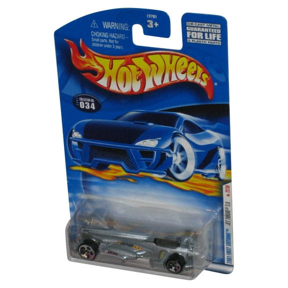 Hot Wheels 2001 First Editions Jet Threat 3.0 (2001) Silver Toy Car #034