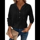 thumbnail image 3 of Sudadera Informal de Punto Gofre para Mujer 2025, Suéter de Cuello en V con Botones Extragrandes y Capucha con Cordón. Negro L, 3 of 7