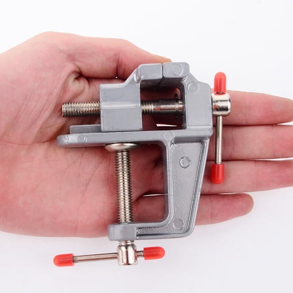 Mini Aluminum Bench Table Vise - Silver Swivel Lock Clamp for Craft, Jewelry, and Hobby Projects - 1 Piece