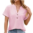 thumbnail image 2 of Wycnly Summer Tops for Women Shirts for Women Breathable Comfy Roll Sleeve Button up Blouses Cute Solid Tops Ladies V-Neck Short Sleeve Tunic Top, 2 of 7
