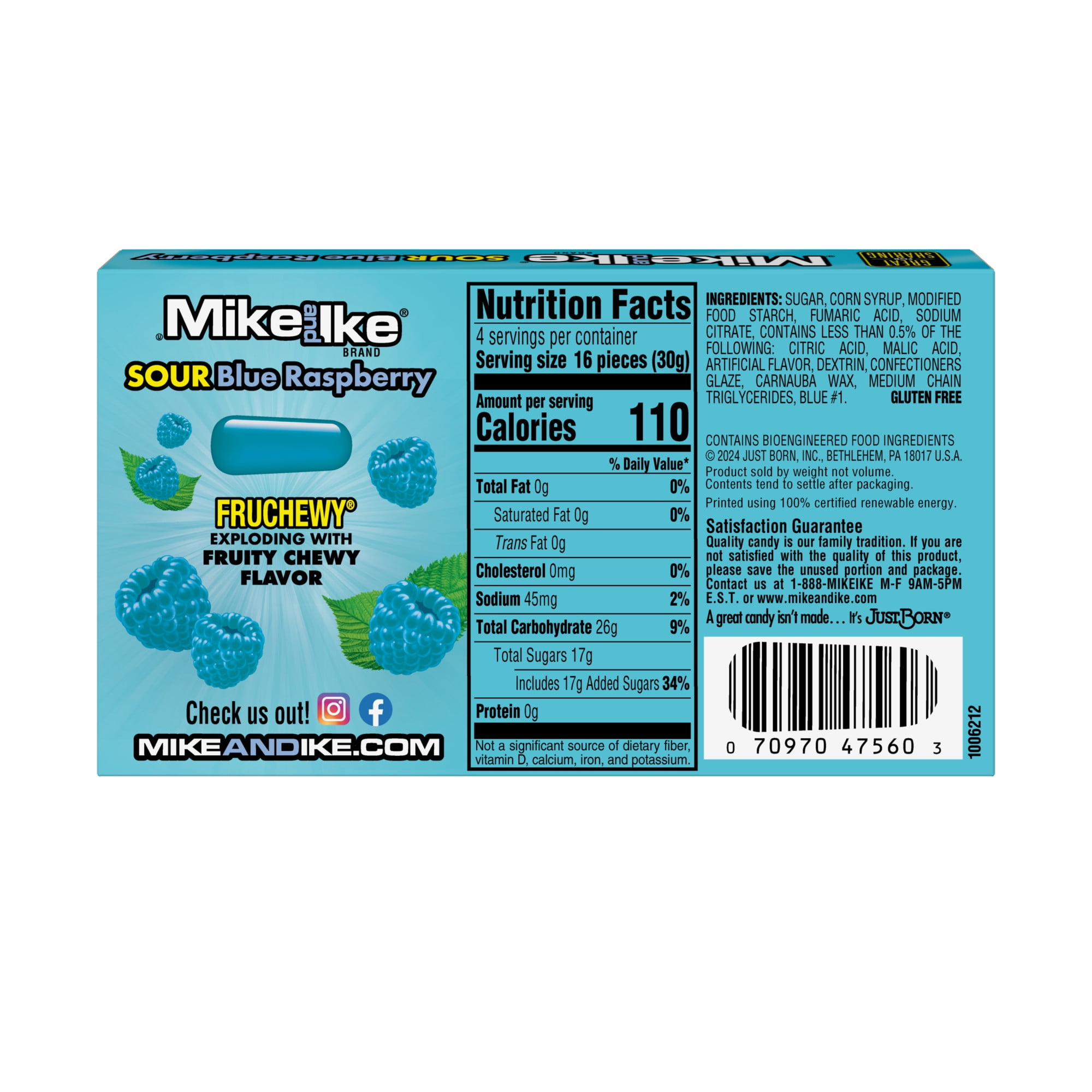 MIKE AND IKE Sour Blue Raspberry flavored Chewy Candy