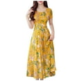 thumbnail image 1 of Ketyyh-chn99 Robes d'Invitée de Mariage pour Femmes 2024 Robe Maxi Robe Maxi à Imprimé Floral à Manches Courtes Jaune,3TG, 1 of 3