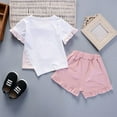 thumbnail image 4 of 2Pcs Toddler Kids Baby Girls Outfit Sets Short Sleeve T-Shirt Tops+Shorts, 4 of 4