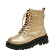 thumbnail image 3 of Thick Sole Work Boots,Vintage Military Booties,Brown Combat Boots,Women Vintage Lace Up Combat Boots Thick Lug Sole Low Top Ankle Booties Casual Work Booties,Gold 8, 3 of 8