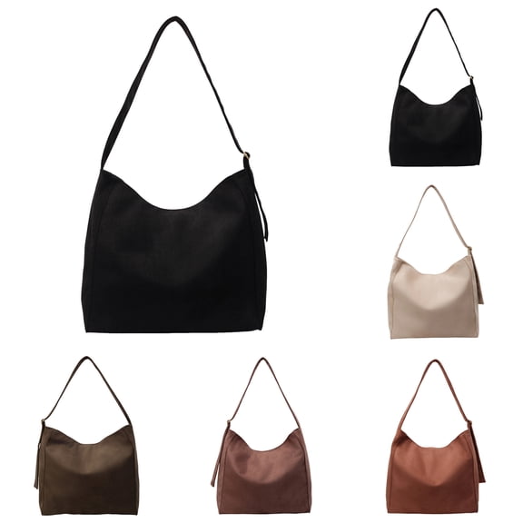 Stylago Slouchy Suede Tote Bags for Women Large Capacity Crossbody Shoulder Purses Ladies Zipper Handbags for College Everyday Black