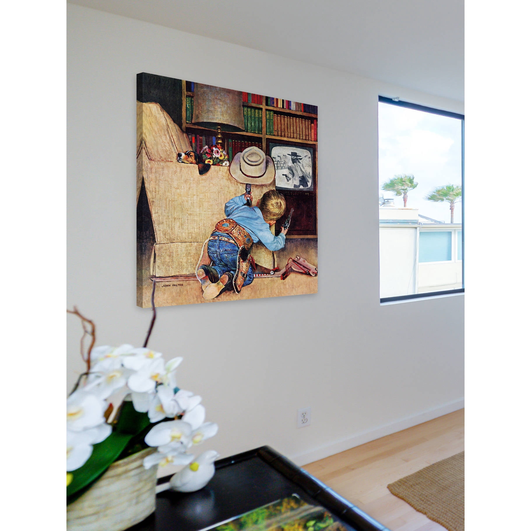 Marmont Hill "Cowboy and TV" by Curtis Painting Print on Canvas