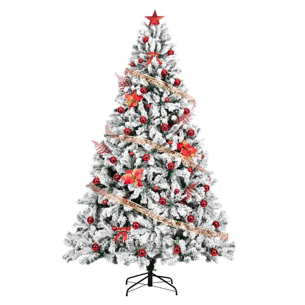 Flocked white Christmas tree with all white and silver decorations and  white beads – House Mix