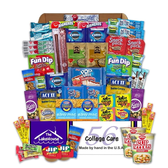 The LakeHouse Student (56 Count) Ultimate College Care Package - Snack Box for College Students
