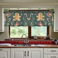thumbnail image 3 of Yayeee Kitchen Curtains Tier Set of 2 Light Filtering 57"x24" Over Sink Window Panels, Brown Christmas Gingerbread, 3 of 7
