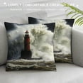 thumbnail image 3 of Chilfamy Lighthouse Wave Ocean Pillow Covers for Couch Sofa Indoor Outdoor Aesthetic Decorative Home Decor 1PC 22x22in, 3 of 5