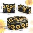 thumbnail image 3 of 3 bolsas de maquillaje para mujer, bolsa de cosméticos de viaje portátil, organizador impermeable para bolso con cremallera dorada, lindas bolsas de aseo (girasol negro), 3 of 7