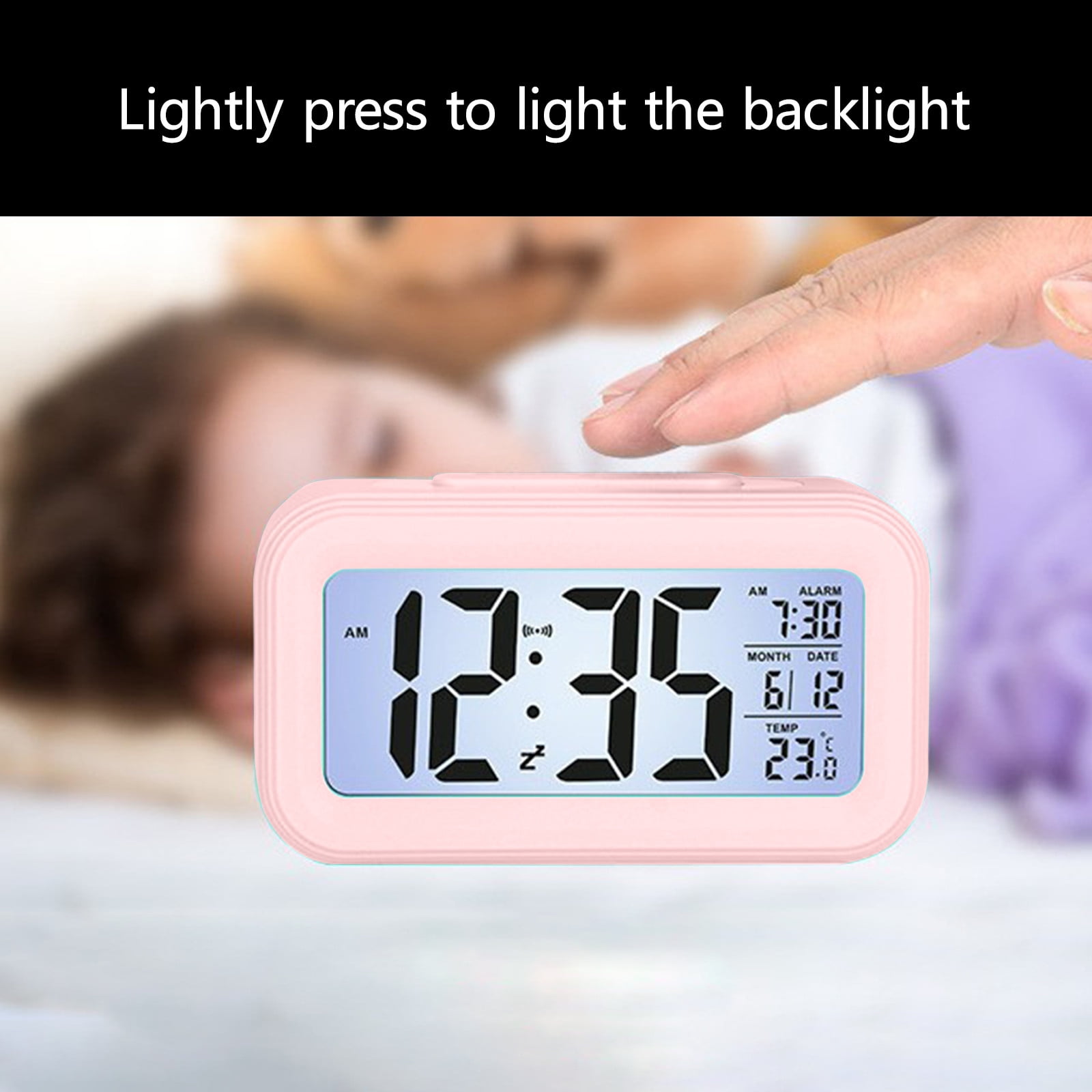 3 Set of Digital Alarm Clock With Background Lighting LCD Display Temperature Monitor Snooze Alarm With Smart Clock Calendar