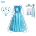 thumbnail image 3 of Disfraz de princesa Elsa de Frozen de Disney para niña, traje de reina de las nieves para fiesta de carnaval, vestido de baile de lujo para fiesta de cumpleaños, 2024, 3 of 4