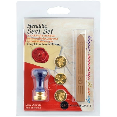 Manuscript Short Handle 3 Coin Sealing Set W/Wax-Heraldic W/Tan