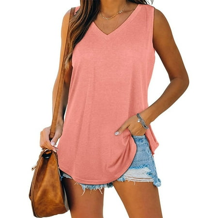 Ribbed Tank Tops for Women Built in Bra Plus Size Womens White Tank Top Loose Ladies  Fashion Casual Summer Women s Clothing V Neck Tailcoat Sleeveless Solid Color Vest T Shirt Vest Suspender Xxl