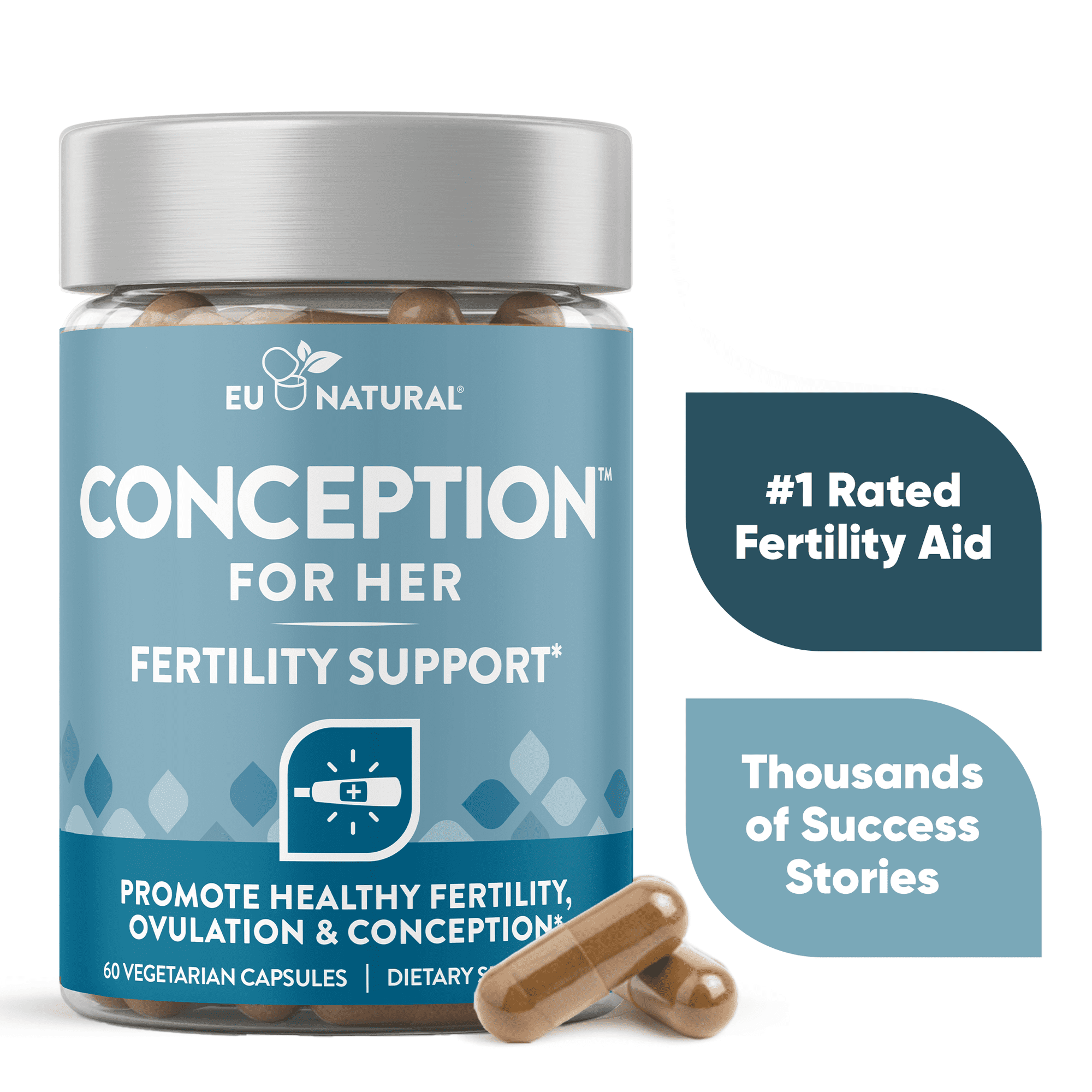 Eu Natural Conception For Her Fertility Supplements with Folate, CoQ10, Selenium, & Myo Inositol - Fertility Support for Women, 60 Vegetarian Capsules