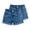pants-a1Blue, variant on Gamviast Girls' Denim Shorts Elastic Waist Double Button Stretch Jean Shorts with Pockets Rolled Hem Kids Summer Casual School Bottoms 3 Pack Blue 5-6Years