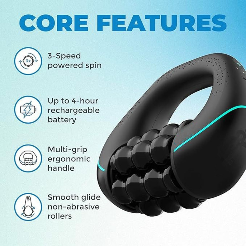 RPM Mini 2-in-1 Massage Gun - Percussion and Rolling Muscle Massager for Full Body, 3-Speed, Rechargeable, Handheld Deep Tissue Relief for Shoulders, Legs, Arms