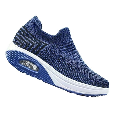 

KBKYBUYZ Round Toe Air Cushion Bottom Flying Knit Single Shoes European And Beautiful Women Shoes