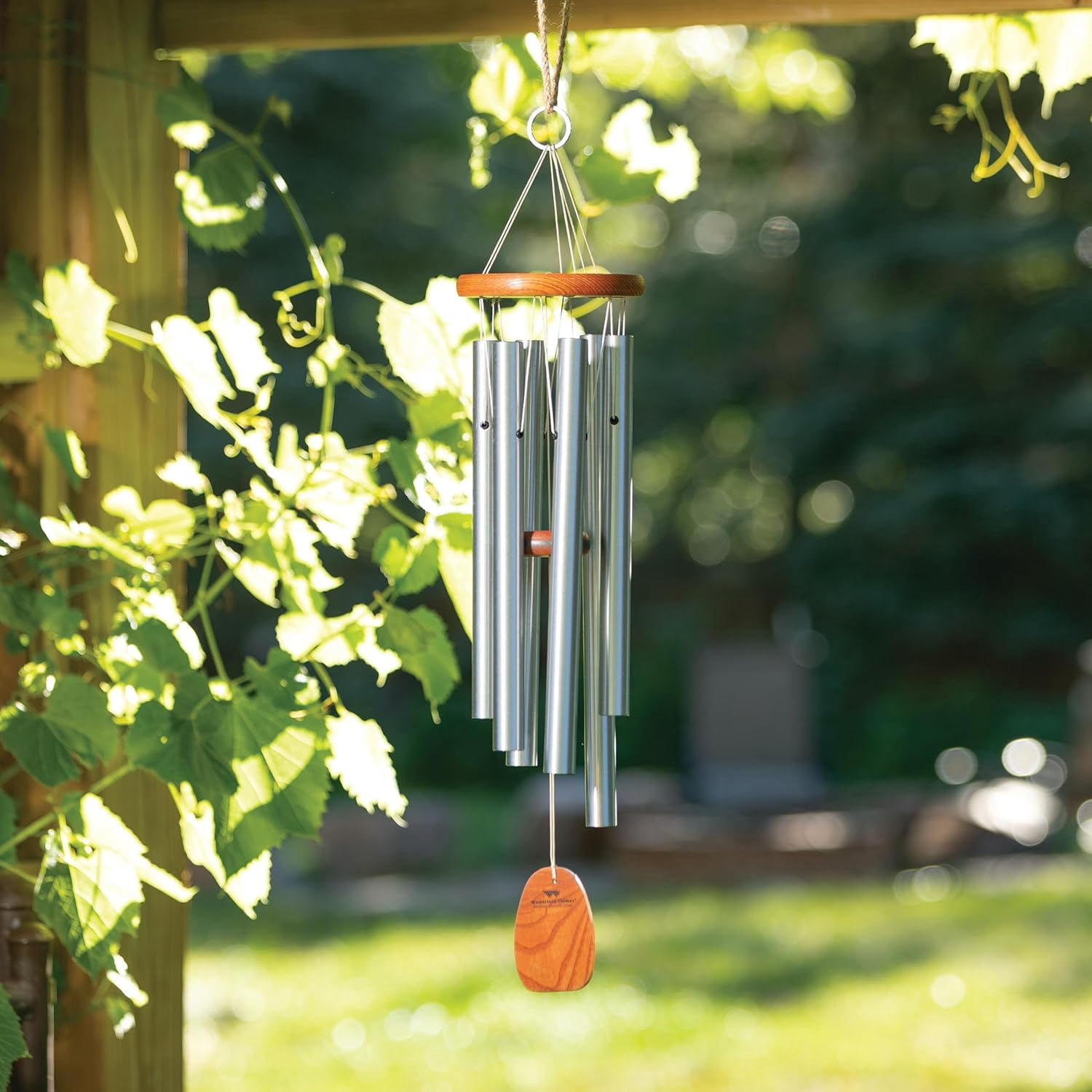Woodstock Wind Chimes Original Amazing Grace Chime, Memorial Chimes for Outside, Outdoor Decor for Patio, Porch, Garden, Sympathy Chime, Silver, 24"