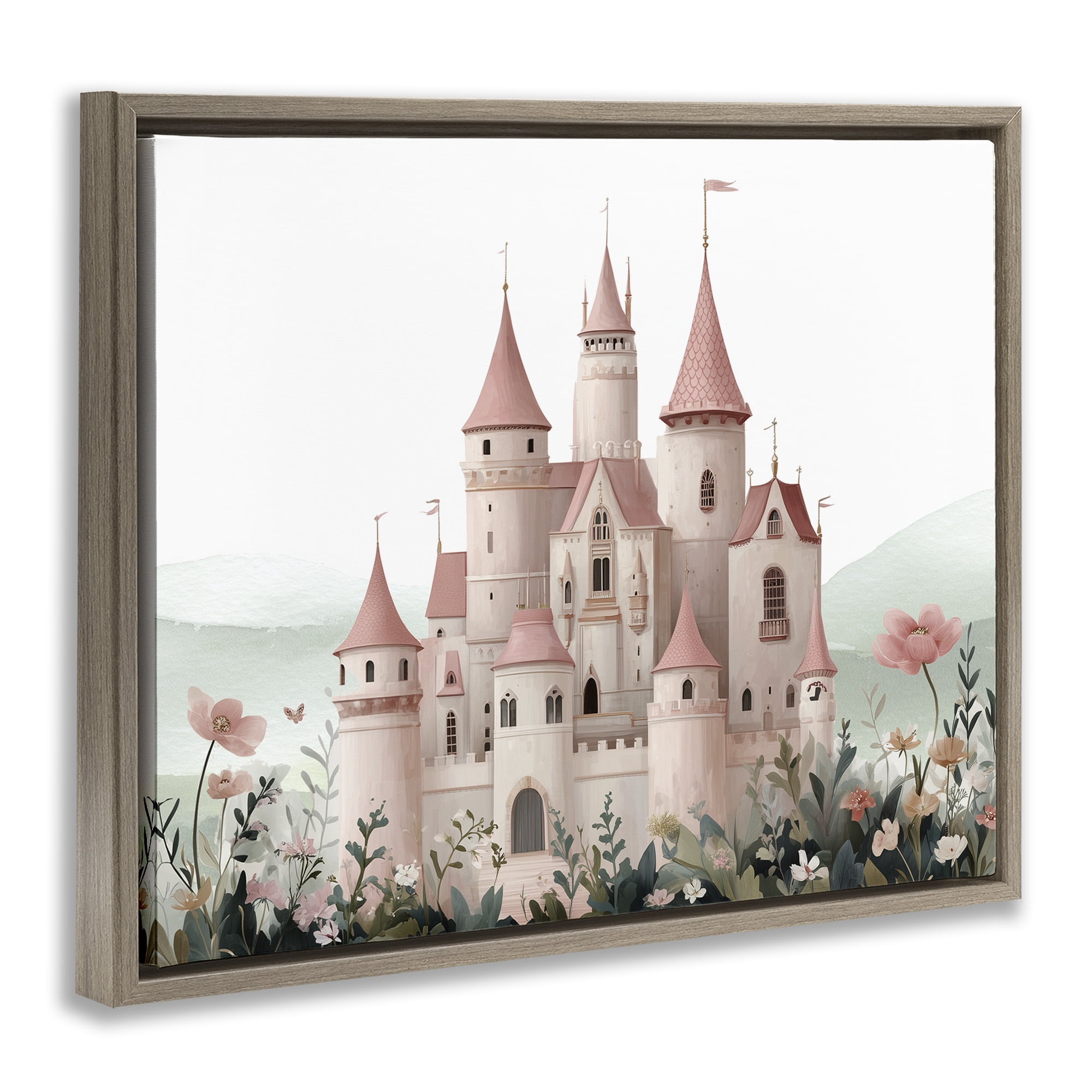 Stupell Industries A Castle For Princess Brown Framed Floater Canvas Wall Art, design by Christine Simpson Art