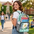 thumbnail image 3 of SEANATIVE See Through Backpack for Kids Clear Transparent School Bookbag Stylish Design PVC Daypack with Side Pockets for Elementary Middle School, Daisy Mint Green, 3 of 7