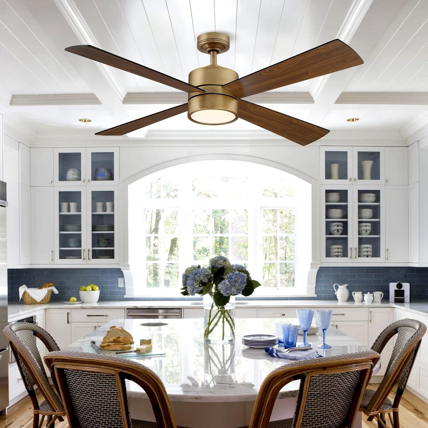 Parrot Uncle 52 Inch Brass Contemporary LED Ceiling Fan with Remote Control