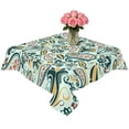 thumbnail image 2 of Boho Sage Green Floral Table Cloth Waterproof Tablecloths, Farmhouse Botanical Vintage Paisley Flower Tablecloth Dining Table Cover for Kitchen Party Tabletop Outdoor, Square Tablecloth 60x60 Inch, 2 of 8