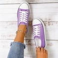 thumbnail image 7 of Women Lace Up Canvas Walking Tennis Sneakers, Low Top Casual Comfort Flat Shoes，Purple, 7 of 7