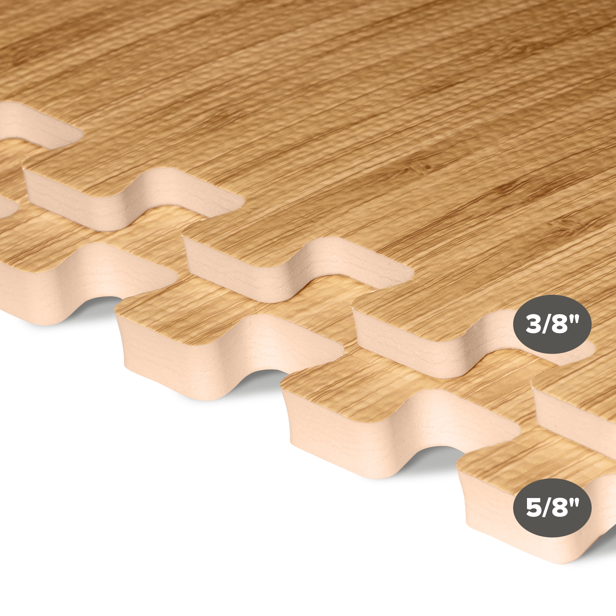 Forest Floor 3/8 Inch Thick Printed Foam Tiles, Premium Wood Grain Interlocking Foam Floor Mats, Anti-Fatigue Flooring – Stylish Flooring Solution
