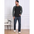 thumbnail image 2 of DARING DIVA Men's Long Sleeve Color Block Casual Raglan T-Shirt 2XL Gray Black, 2 of 7