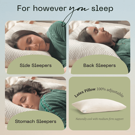 Coop Home Goods Adjustable Latex Pillow King, with Talalay Latex & Microfiber Fill, Naturally Cooling, Eco-Friendly, Medium Firm Pillow for Back, Stomach or Side Sleepers