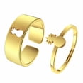 thumbnail image 1 of Anillo de acero inoxidable para mujeres hombres moda oro plata a juego anillos para parejas anillos conjunto ajustable joyería piña anillo amantes de la fruta joyería, 1 of 2