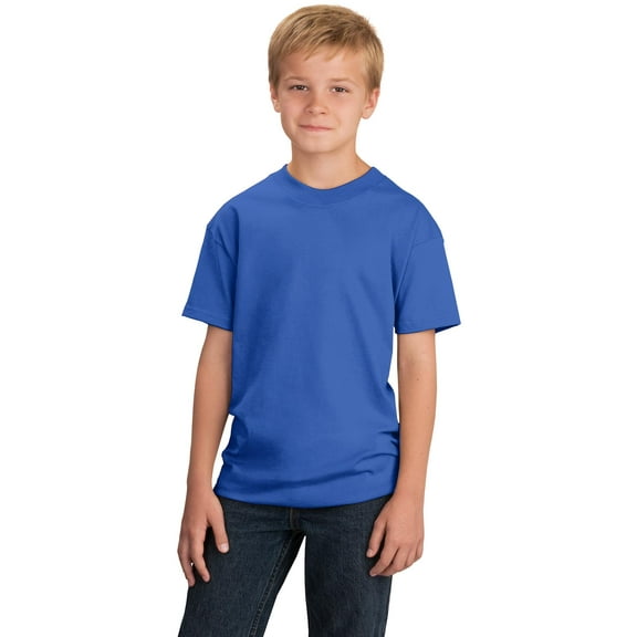 Port & Company Youth 5.4-oz Cotton T-Shirt. Royal. XL.