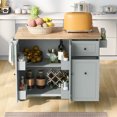 thumbnail image 2 of DEALTOPS Kitchen Island with Drop Leaf, 53.9" Rolling Kitchen Cart on Wheels with Storage Rack and Pull Out Cabinet Organizer-Grey, 2 of 11