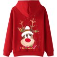 thumbnail image 3 of Sudaderas con capucha de gran tamaño para mujer, sudaderas con estampado de alces de Navidad de manga larga con bolsillo, Tops con cordón Fridja FKASFK5212, 3 of 4
